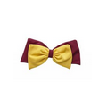 Pom Bow  Hair Bow - Burgundy Red/Yellow Gold